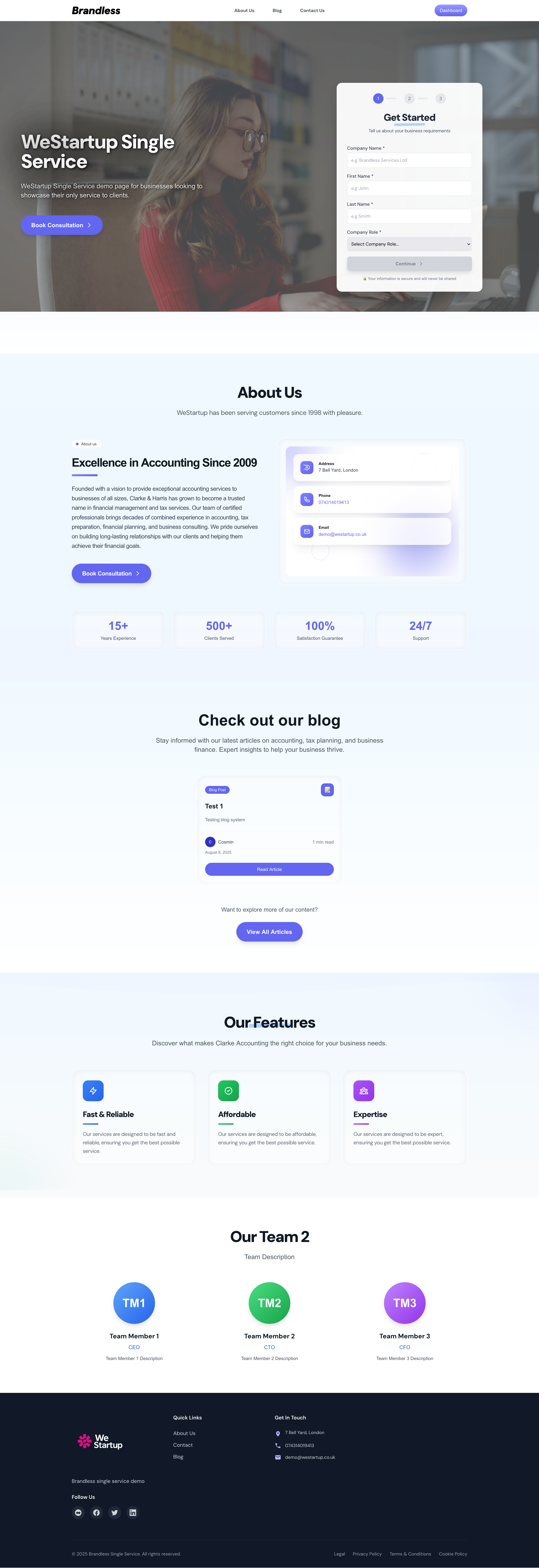 Single-service template preview